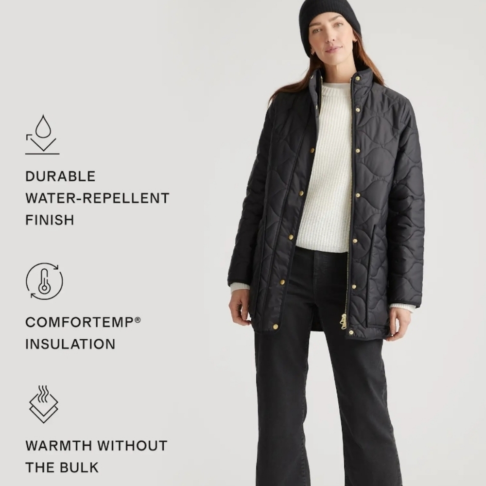 Quince Featherless Quilted Long Puffer Jacket - black - Picture 4 of 16